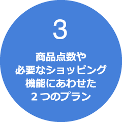 商品点数や必要なショッピング機能にあわせた2つのプラン