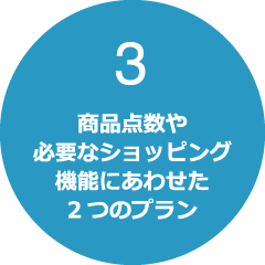 商品点数や必要なショッピング機能にあわせた2つのプラン